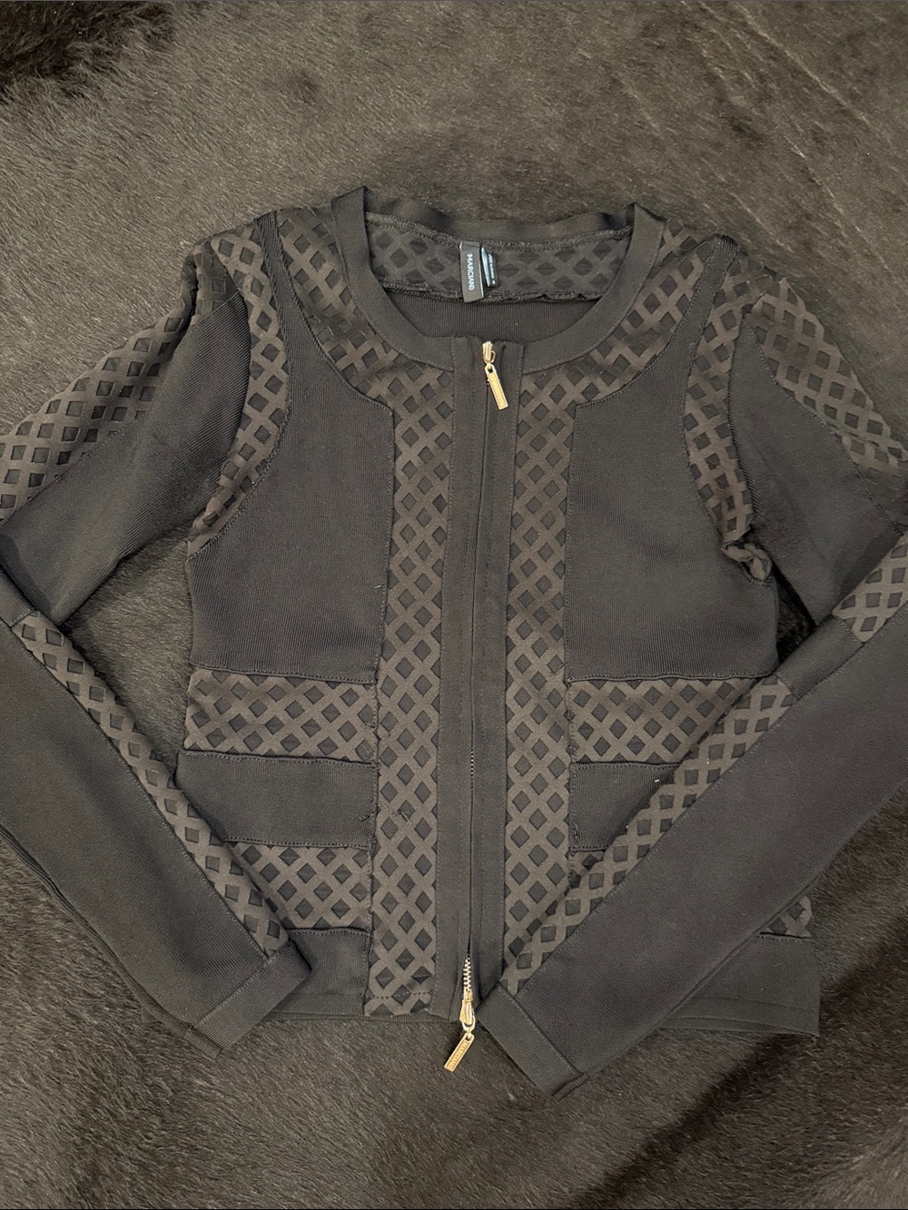 Guess by Marciano Black Textured Zip Jacket